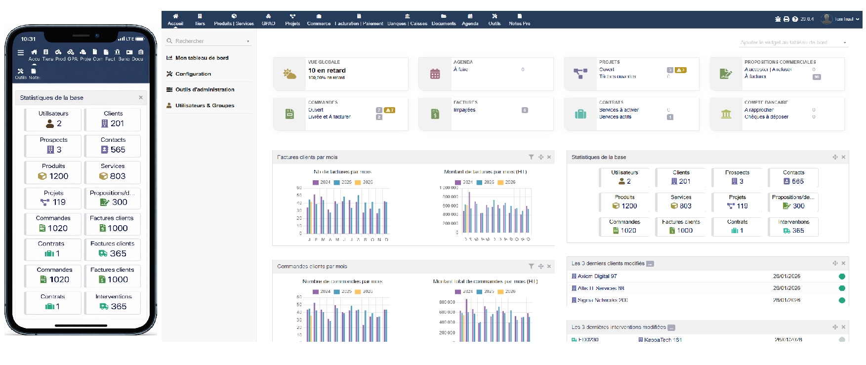Capture d'écran Dolibarr - Interface de gestion ERP/CRM
